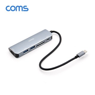 Coms Type-C to 4K HDMI+USB3.0+카드리더기+PD 멀티 허브 FW036 C타입 SD MicroSD(TF) 슬롯 USB3.0 2포트, 본상품선택, 1개