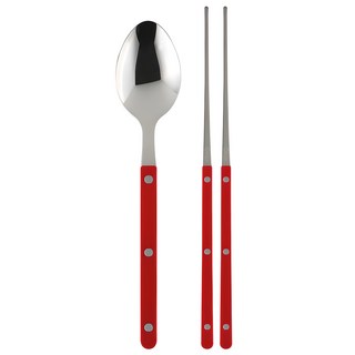 메종오브제 파르베 1인 수저 세트, 레드, 디너 스푼 + 젓가락, 1세트