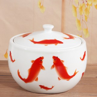 사기요강 세라믹 요강 소변통 뚜껑 단지 타입 그림 도자기 곤충 10L 1 갬성 방지, 매년 10근의 물 용량이 남아돈다, 1개, 1개