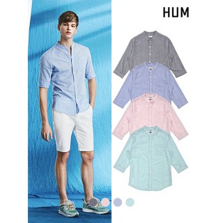 HUM 남 40수코튼슬럽 헨리넥 7부 셔츠 FHMMCSS111P