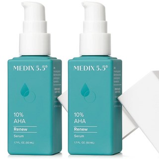 MEDIX 20% 글리콜산 젖산 각질 제거제 리브온 리뉴얼 스킨 케어 부스터 AHA 제거 바디 세럼은 죽은 건조한 피부를 개선하고 부드럽게 합니다. 고르지 않은 피부 톤 부딪, 10% AHA 리뉴 각질 제거 부스터, 1.7 Fl Oz (Pack of 2), 1개, 50ml