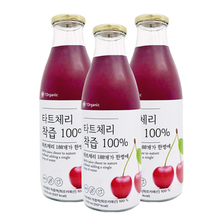 투오가닉 NFC 착즙 타트체리 주스 100% 착즙원액, 3개, 1000ml