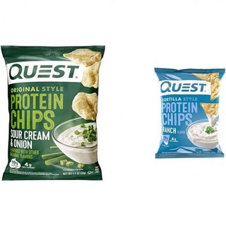 Quest Nutrition 과자 칩 퀘스트 뉴트리션 프로틴 사워 크림 앤 어니언 고단백 저탄수화물 12개입 또띠아 랜치 구운 19g 단백질, 1개