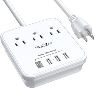 Cruise Essentials 1.8m6피트 전원 스트립 콘센트 3개 및 USB 포트 4개USB C 1개 크루즈 선박 여행 홈 오피스 ETL 등록 화이트 192056