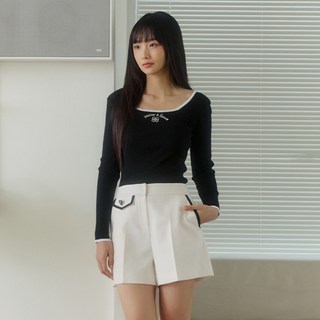 [AK플라자] [에고이스트] 스퀘어넥 배색 슬림 풀오버ER2OKL01