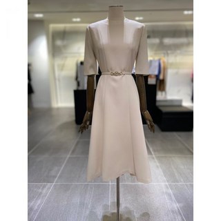 모조에스핀 니트배색 플레어 원피스 S251MSE008CR