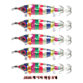 씨넥스 쪼꼬미500 에기 25년형 신제품 (갑오징어 주꾸미 한치 낙지 낚시용 에기), 1세트, 5.3g, J535 레이저 색동