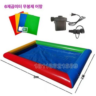 간이 수영장 풀장 마당 야외 대형 유선 가정용 펜션, 1개, 두꺼운 무봉합 6평 낚시풀+전기펌프
