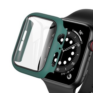 아이엠듀 애플워치 케이스 하이브리드 풀커버 강화유리 40mm, 미드나잇그린