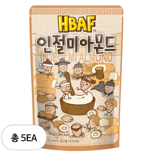 에이치비에이에프 인절미 아몬드, 190g, 5개