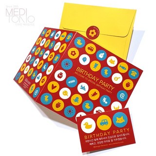 메리토리오 돌잔치초대장 레드아이콘사각 돌초대장 상품 이미지