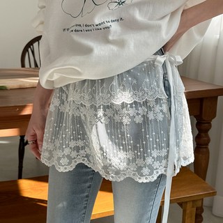 데일리앤 로안 시스루 프릴 랩 레이스 레이어드 스커트 사계절