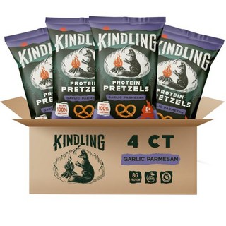 Kindling 과자 칩 킨들링 프로틴 프레첼 다양팩 바다 소금 1 딜 피클 허니 머스타드 마늘 파르메산 단백질이 풍부한 간식 코셔 1회 제공량당 89g 단백질 총 설탕 12g, 갈릭 파르메산, 1개