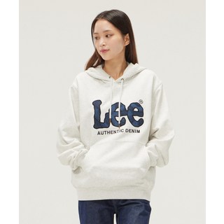 [국내매장품] LEE 빅 트위치 데님 아플리케 후드 티셔츠 라이트 그레이