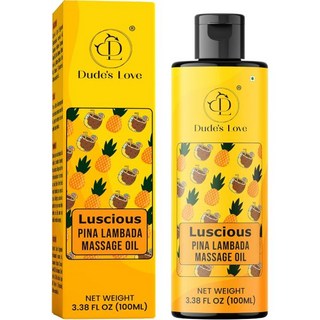마사지오일 에센셜 바디 Dudes Love Luscious 맛 마사지 오일 | 릴렉싱 피부 영양 공급 3개 애플 시나몬 망고 진저 리치 초콜릿 3 x 1.69 FL Oz, Pina Lambada