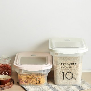 밀폐 쌀보관함10kg 쌀보관통5kg 이동바퀴, 아이보리 10kg, 1개