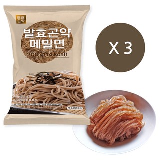 100g당 7kcal 빼빼곤약 발효곤약메밀면 200g x 3팩, 3개