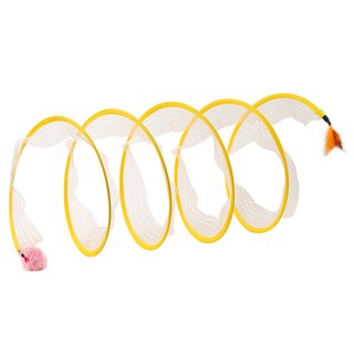 고양이 터널 애완용 깃털 쥐방울 고양이 심심풀이 탄력망 접이식 고양이 터널 1개 노랑 상품 이미지