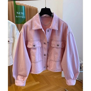 RCLET 여성 데님 자켓 빅사이즈 캐주얼 숏 자켓 루즈핏 아우터 바람막이 점퍼 봄가을 데일리