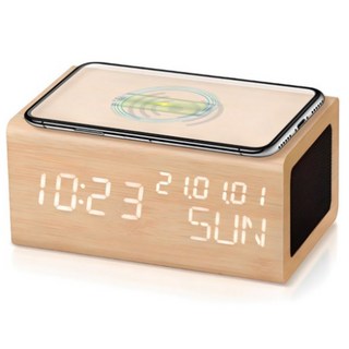 브리츠 무선 충전 블루투스 LED 탁상 시계 알람 스피커 BZ-E3BT, BZ-E3BT (블루투스 스피커), 우드