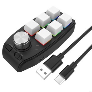 6키 1 노브 매크로 프로그래밍 2.4GHz 호환/USB 게임, 01 빠른, 02 White