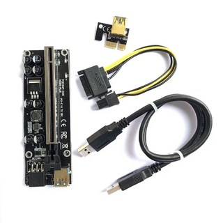 B 3.0 PCI-E 라이저 VER 009S 익스프레스 1X 4x 8x 16x 확장 어댑터 카드 SATA 15 핀-6 핀 전원 케이블 하, 01 Black card slot, 1개