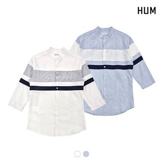 HUM 남 차이나 배색 7부셔츠 FHNMCSS123P