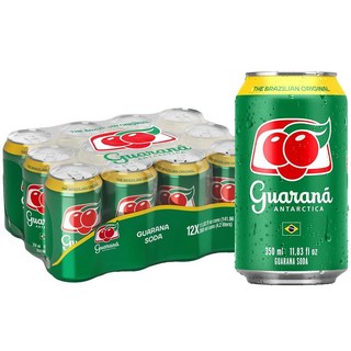 Guarana Antarctica 브라질 오리지널 과라나 소다 레귤러 349.9ml (12 액량 온스) (12팩), 12개, 350ml