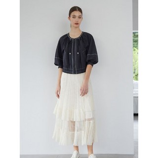 에고이스트 티어드 주름 롱 스커트 EN2WS564