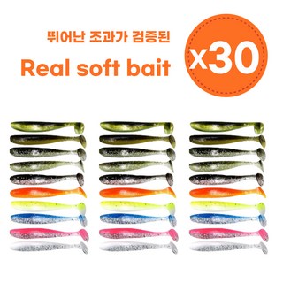 루어 웜 리얼 소프트베이트 민물 바다 루어미끼, 30개