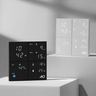 에이오 스퀘어 실내 미세먼지 공기측정기 EG-AO-S10 환경부 1등급 VOC, 블랙, 블랙 케이스 + 거울/블랙 디스플레이