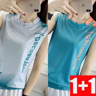 지고다그 1+1여름 스포츠 민소매 여성 속건 티셔츠 통기성 운동복 라운드넥 상의 ZXC42416