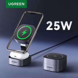 UGREEN 유그린 x 원신 시리즈 MagFlow 2-in-1 Qi2 25W 마그네틱 접이식 무선충전 스댄드 아이폰16 15 14 13 12 에어팟3 2Pro등과 호환된 무선충전기, KC-35316, 1개