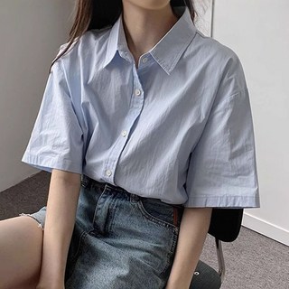 AOKADA 반팔 셔츠 여성 루즈핏 여름 베이직 남방
