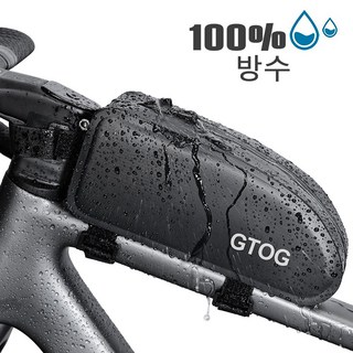 GTOG 2L대용량 자전거 방수 탑튜브 가방 자전거프레임가방 가벼운 자전거 가방 라이딩 용품, 블랙