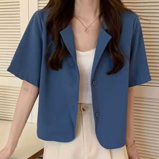 세린 여성 여름 반팔 크롭 싱글 자켓