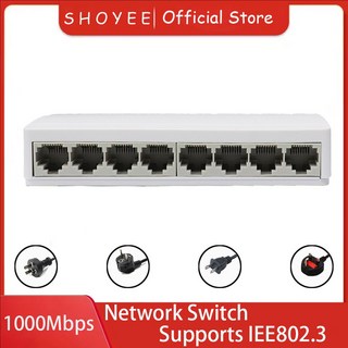 8포트 기가비트 이더넷 스위치 00 000MBPS 데스크탑 네트워크 플러그 앤 플레이 자동 MDI MDIX 홈 오피스용 RJ45 LAN 허브, 1000Mbps-EU Plug, 1개