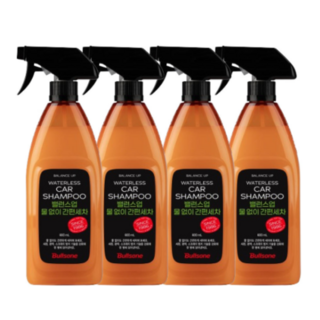 불스원 밸런스 업 물없이간편세차 워터리스 카샴푸 세정 광택 코팅, 600ml, 4개