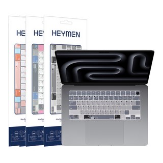 헤이맨 맥북 프로 16인치 M3 Pro Max A2991 단축키 키스킨 키보드 컬러 커버, 1개, 그레이