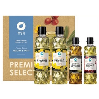 청정원 고급유2호 25년 추석 선물세트 4개 올리브유 포도씨유 카놀라유 오일세트, 4세트