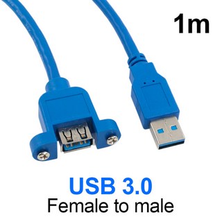 PC 프린터 하드 디스크용 USB 3 0 연장 케이블 수-암 데이터 동기화 나사 패널 마운트 커넥터 없음, USB 3.0 F-M 1m
