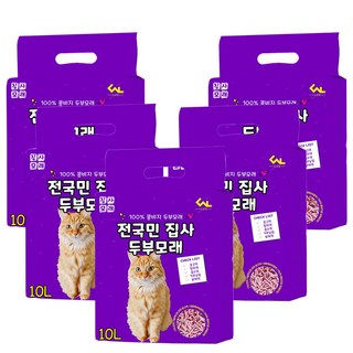 씨엔앨라이프 디럭스 고양이 모래 집사 1.5mm 극세사입자 고운입자 두부모래, 5팩, 10L, 복숭아