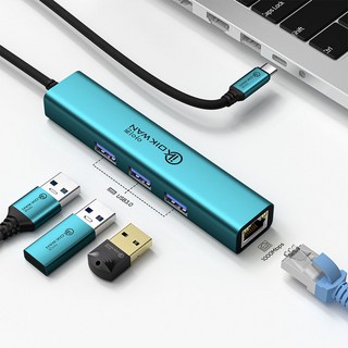 아이퀸 고속 C타입 기가비트 멀티 랜허브 USB 3.0 3포트 이더넷 1000기가비트 ( C타입 TO LAN ), 1개