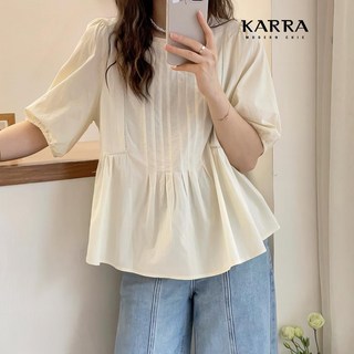 KARRA 핀턱와이드퍼프블라우스