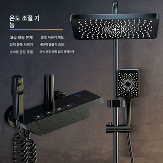 온도표시샤워기 고급 해바라기 필터 절수 헤드 헤드 제품, 블랙 피아노키 상온 / 스프레이건 포함 + 수납장, 1개