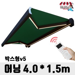 언니어닝 케이스어닝 접이식 어닝 전동 자동 천막 박스 스카이 천갈이 카세트, 그린