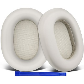 SOULWIT 교체용 이어패드-호환 모델 소니 Sony WH-1000XM5 (WH1000XM5) 소음 차단 헤드폰 소음 차단 메모리 폼 두께 추가 1쌍, Silver, Protein Leather, 1개