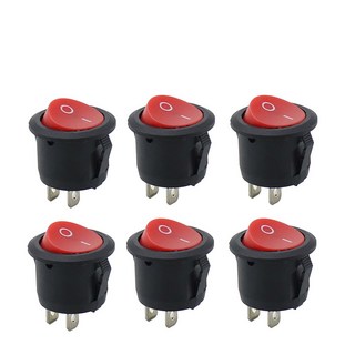 6PCS 스위치 로커 화이트 OFF 105 블랙 직경 KCD1 20MM 라운드 레드 미니 ON, d 6pcs, 3pin, 6개