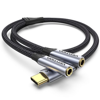 벤션 하이파이 DAC C타입 to 3.5mm 듀얼 이어폰 오디오 변환 젠더, BGN, 1개