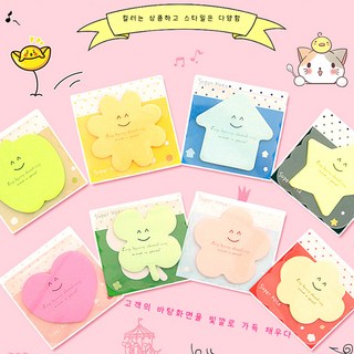 홍언목요 접착 메모지 알뜰팩 N차 포스트잇 러블리 캐릭터 오피스 캔디 컬러 스티커 메모지 8개 240매